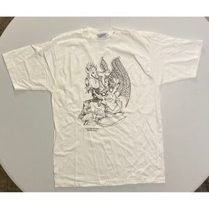 VTG USA Made 90s Dragon Fairy Romantic T-Shirt Single Stitch Karen Sue Powell L
